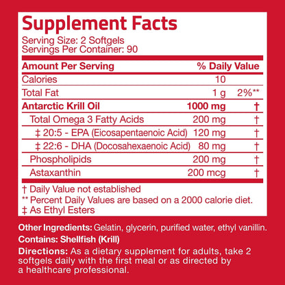 Bronson Antarctic Krill Oil 1000 mg with Omega-3s EPA, DHA, Astaxanthin and Phospholipid BronsonBuy Supplements Australia