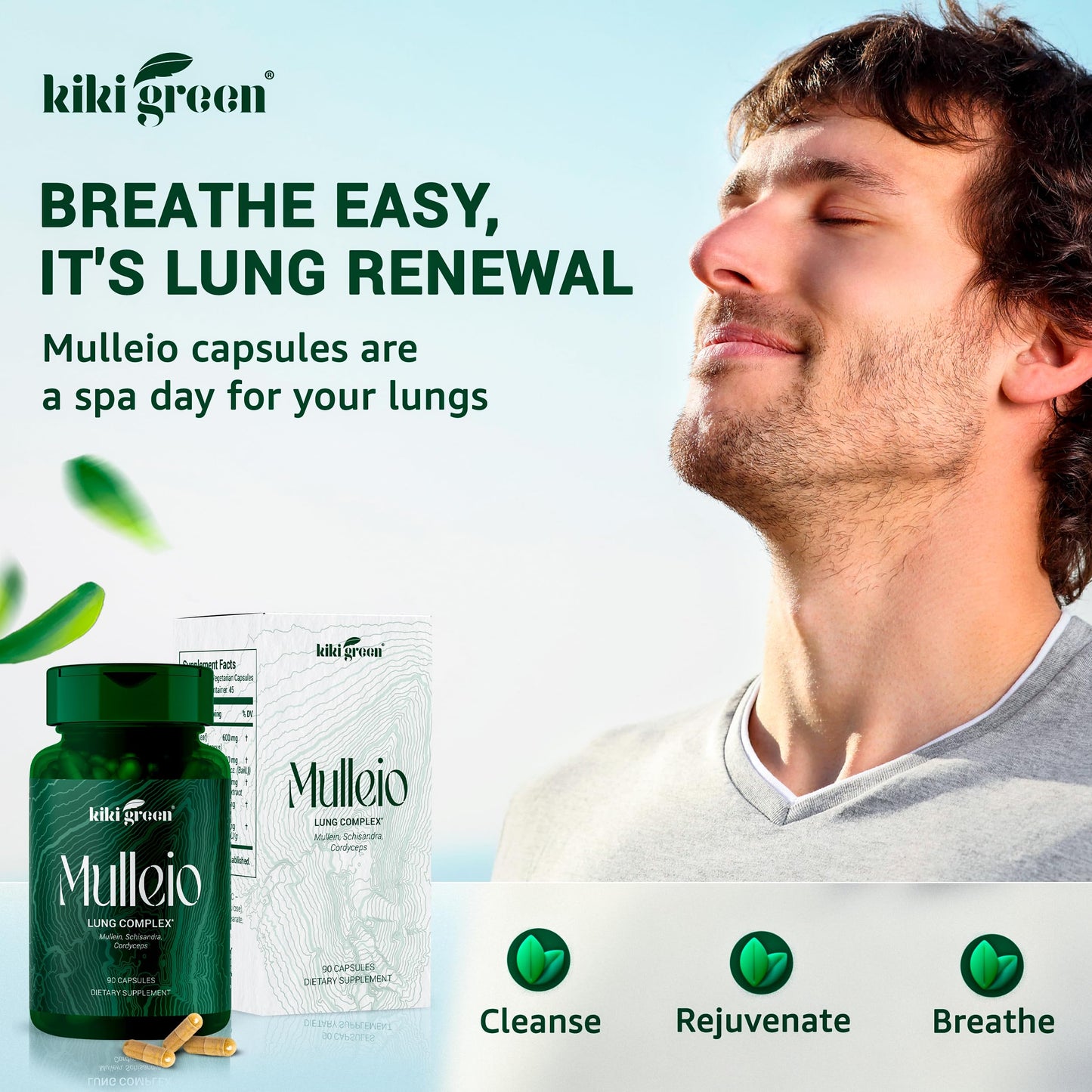 KIKI Green MULLEIO Lung Health Capsules: Herbal Supplement for Lung Cleanse, Better KIKI GreenBuy Supplements Australia