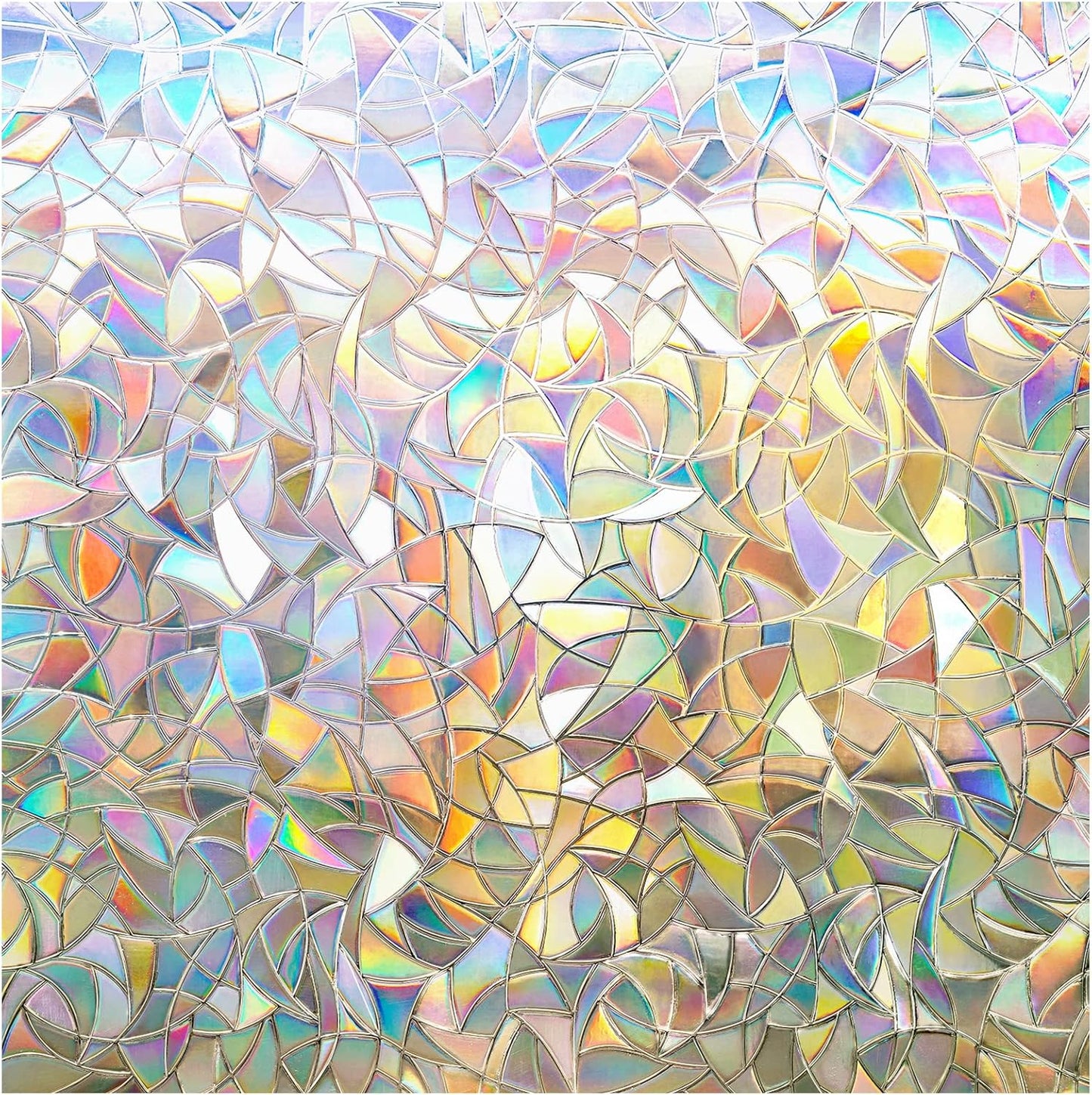 rabbitgoo Window Privacy Film Rainbow Film Decorative Window Sticker, 3D Static Stained