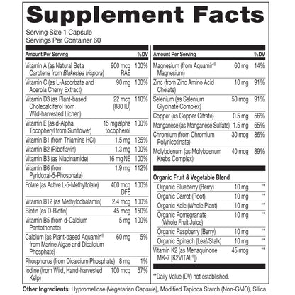 NATURELO One Daily Multivitamin for Women 50+ (Iron Free) - Menopause Support for Women Over 50 - Whole Food Supplement - Non-GMO - No Soy - 60 Capsules - 2 Month Supply NATURELOBuy Supplements Australia