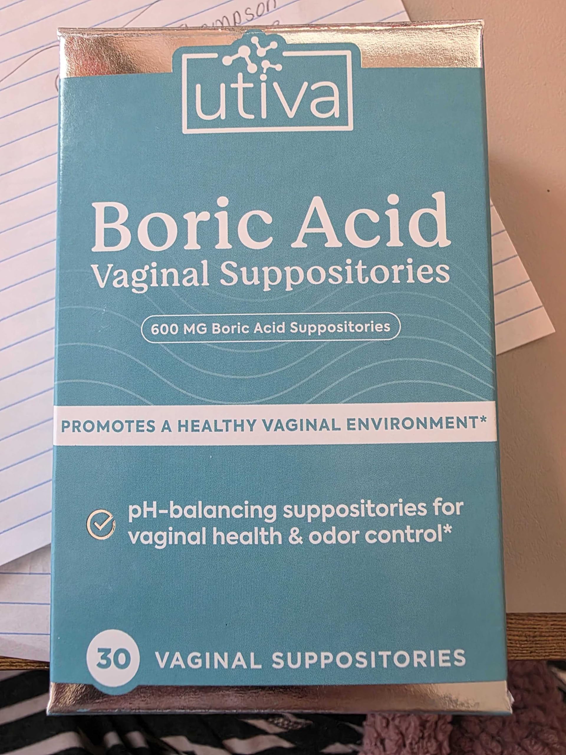 Szio+ Utiva Boric Acid Suppositories for Women - pH Balance - Feminine Care - 600mg Boric Acid to Lower pH and Support Vaginal Health, BV Treatment for Women, 30 Vaginal Suppositories Szio+Buy Supplements Australia