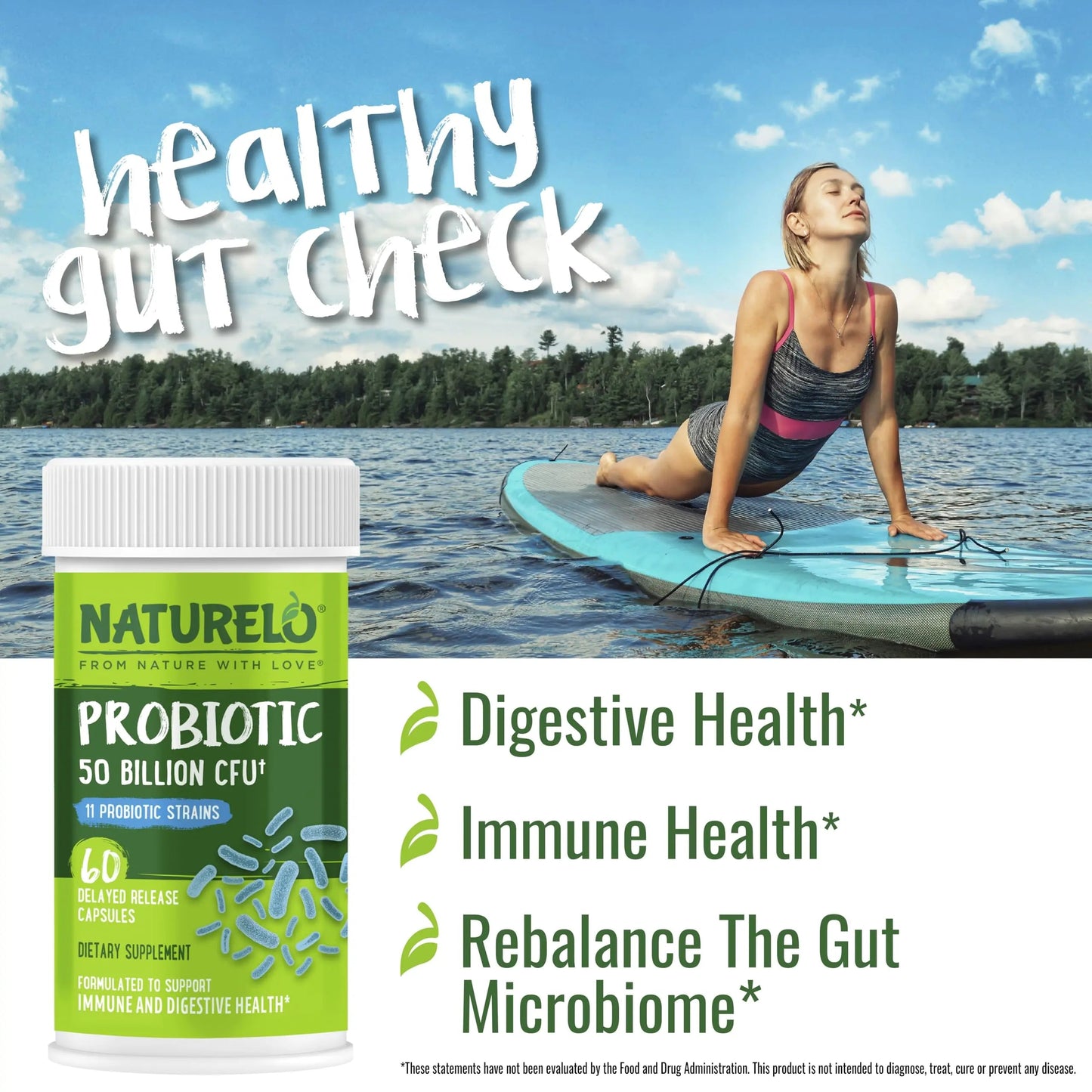 NATURELO Probiotics for Digestive Health, 50 Billion CFU, 60 Vegetarian Capsules, 11 Strains, Daily Use Supplement, Delayed Release, No-Fridge, Boosts Immune System, Probiotics for Women & Men NATURELOBuy Supplements Australia