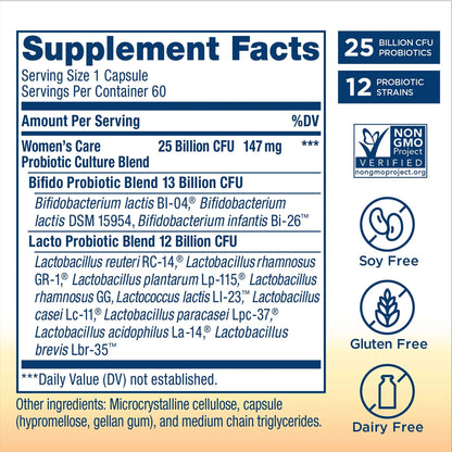 Renew Life Women's Probiotic Capsules, Supports pH Balance for Women, Vaginal, Urinary, Digestive and Immune Health, L. Rhamnosus GG, Dairy, Soy and Gluten-Free, 25 Billion CFU - 60 Ct Renew LifeBuy Supplements Australia