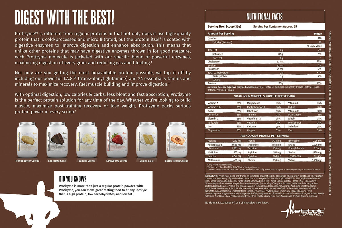Metabolic Nutrition | Protizyme | 100% Whey Protein Powder | High Protein, Low Carb Metabolic NutritionBuy Supplements Australia