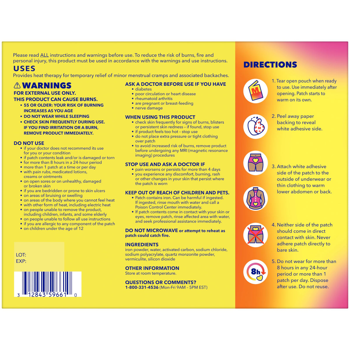 Midol Heat Vibes Menstrual Pain Relief Heat Patches - 6 Count Pack for Period Cramps and Backache MidolBuy Supplements Australia