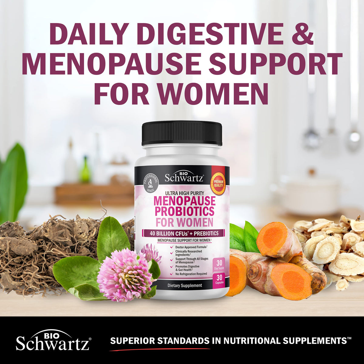 Menopause Supplements for Women - 40 Billion CFU Menopause Probiotics for Women - Support for Hot Flashes Night Sweats Mood Swings and Balance - Non-GMO, 30 Easy-Swallow Capsules, 30 Servings BioSchwartzBuy Supplements Australia