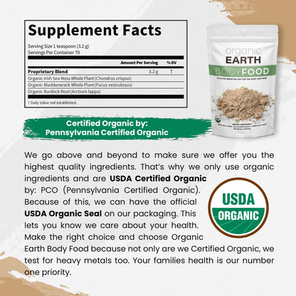 Organic Earth Irish Sea Moss Powder 8oz - Wildcrafted Sea Moss Organic with Bladderwrac Organic EarthBuy Supplements Australia