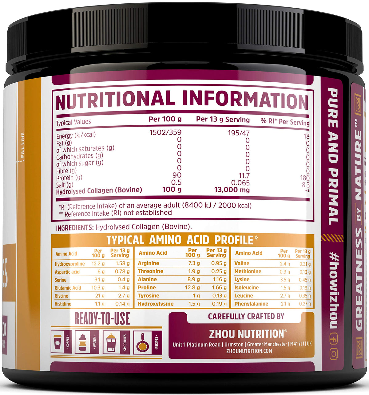 Collagen Powder 500g - Hydrolysed Collagen Peptides Powder - High Protein Bovine Collagen Supplement Nu U NutritionBuy Supplements Australia