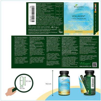 Vegavero Vegan Collagen Complex + Hyaluronic Acid | NO Additives | Vegan Collagen Powder Vollagen® | Essential Amino Acids | 120 Capsules VegaveroBuy Supplements Australia
