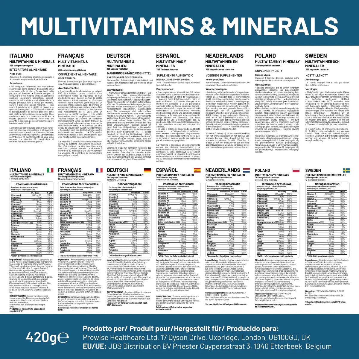 A-Z Multivitamins & Minerals I 365 Vegan Tablets (1 Year Supply) I 26 Essential Active Vitamins, Minerals & Micronutrients PH PROWISE HealthcareBuy Supplements Australia