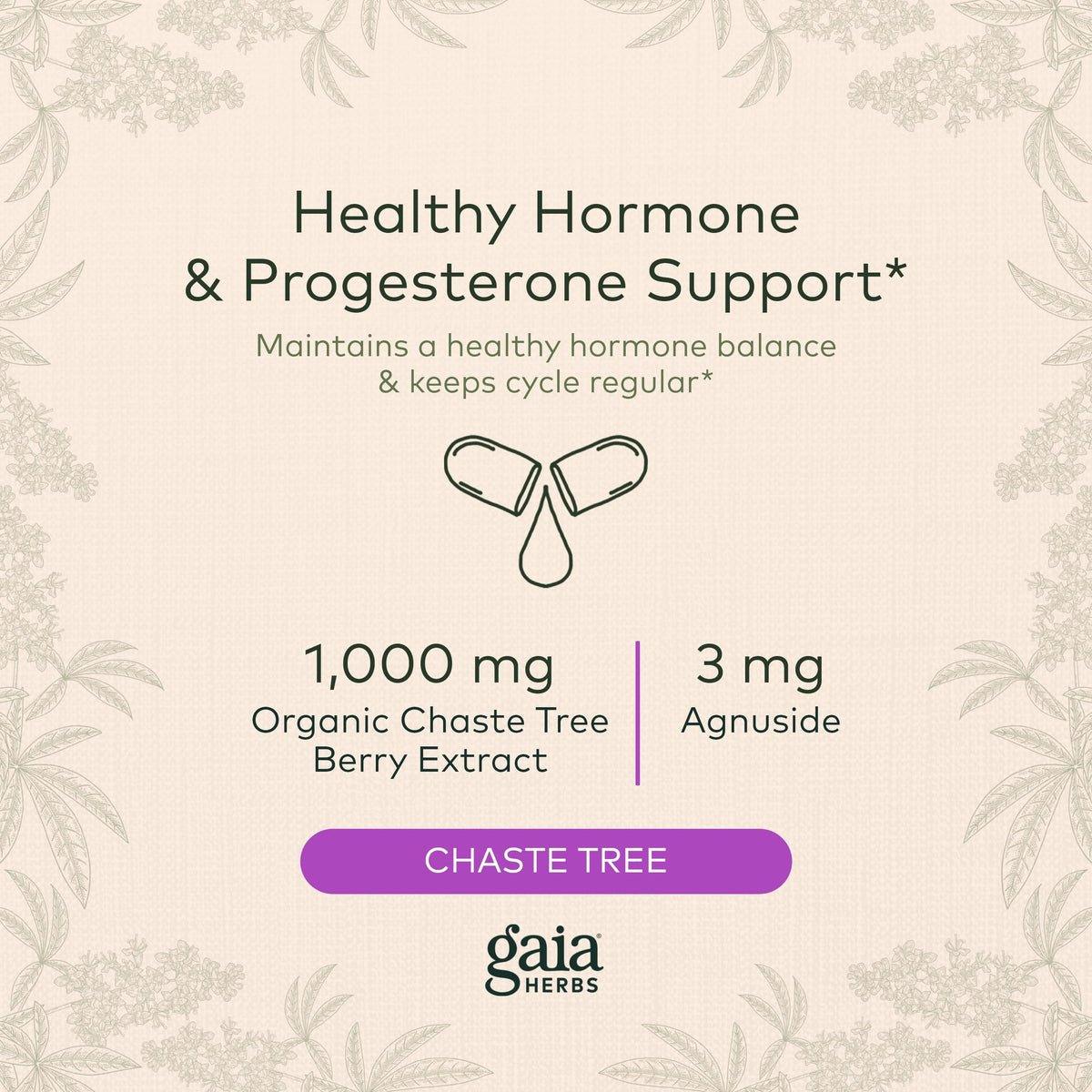 Gaia Herbs Vitex Berry (Chaste Tree) - Supports Hormone Balance & Fertility Gaia HerbsBuy Supplements Australia
