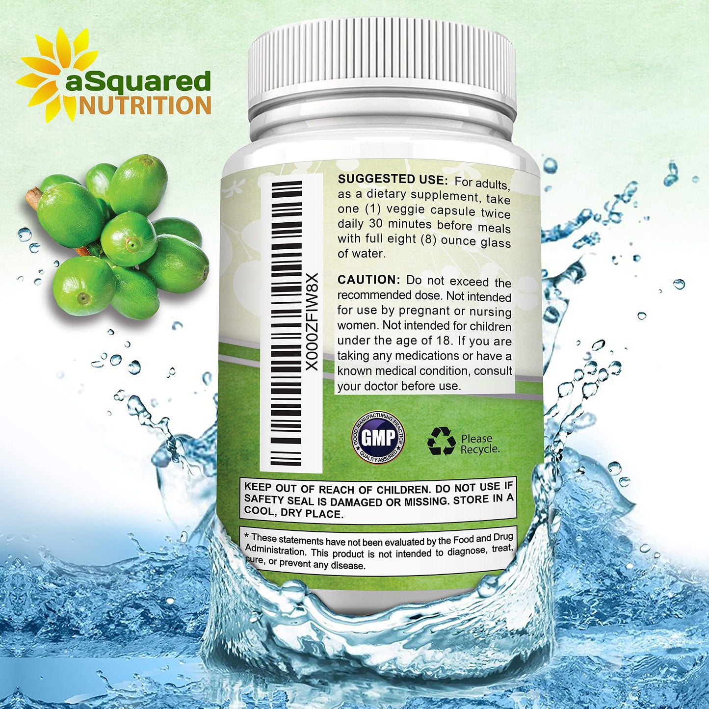 aSquared Nutrition Natural Green Coffee Bean Formula-180 Capsules-Max Strength GCA aSquared NutritionBuy Supplements Australia