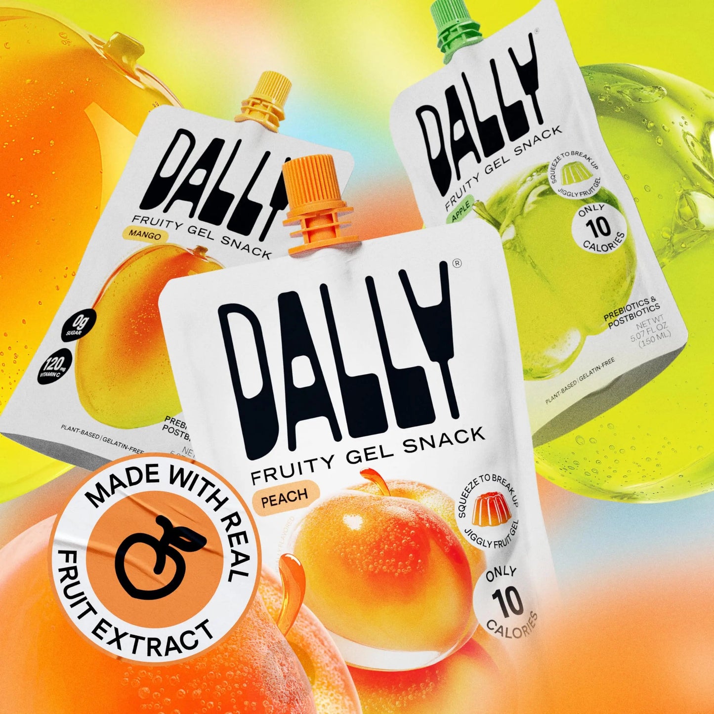 Dally Variety Pack [Mango, Peach & Apple] Drinkable Konjac Jelly 10 Pouches | 10-Calorie Keto, Gluten Free, Sugar Free Korean Fruit Snack | Prebiotics & Postbiotics for Skin, Immune, Weight Management DALLYBuy Supplements Australia