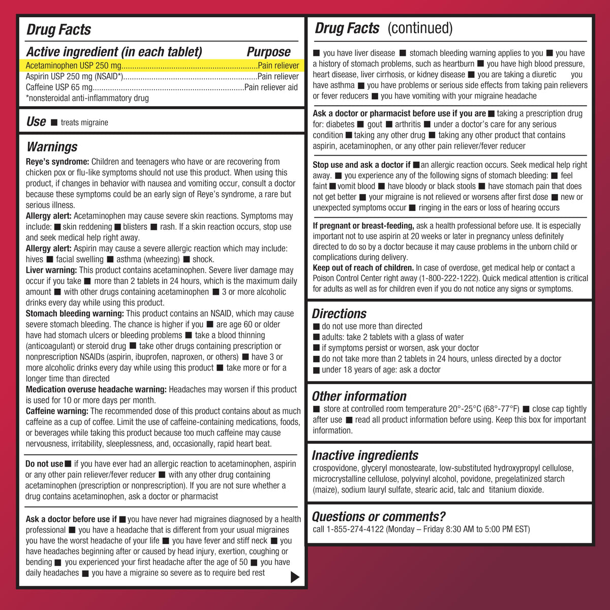 Amazon Basic Care Migraine Relief Acetaminophen, Aspirin (NSAID) and Caffeine Tablets, Pain Reliever/Pain Reliever Aid, 200 Count Amazon Basic Care buy supplements Au