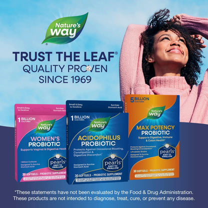 Nature's Way Acidophilus Probiotic Pearls, Supports Digestive Balance & Gut Health, Reduce Occasional Constipation and Bloating*, 1 Billion Cultures, 30 Softgels Nature's WayBuy Supplements Australia