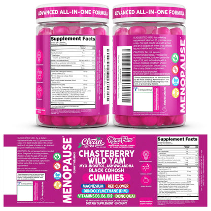 Clean Nutra Menopause Supplements for Women Chastberry Wild Yam Gummies Inositol Black Cohosh Magnesium Red Clover DIM Supplement B6 Magnesium Glycinate Glycine Vitex Hormone Balance Gummy Vitamins Clean NutraceuticalsBuy Supplements Australia