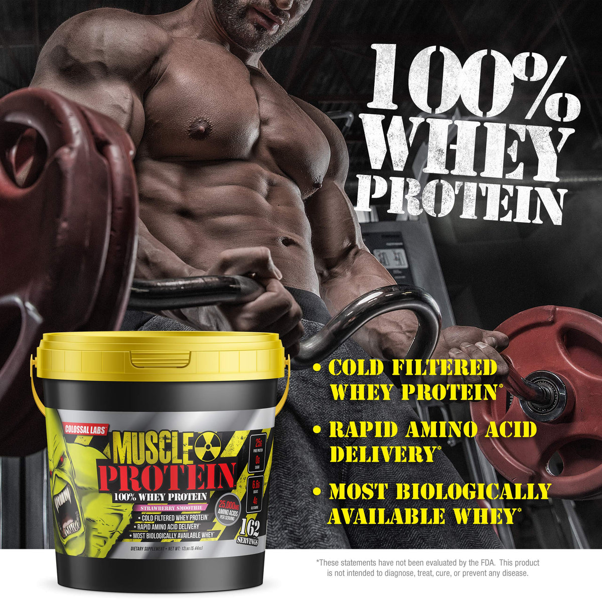 COLOSSAL LABS Muscle Protein Whey Powder [12 lbs/Pack of 1]-Strawberry Protein COLOSSAL LABSBuy Supplements Australia