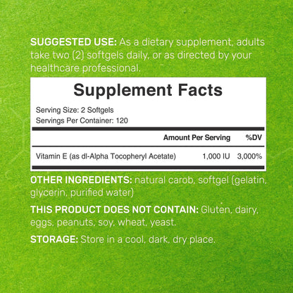 Vitamin E Supplements, 1,000 IU Per Serving, 240 Softgels – Extra Strength Antioxidant Protection – Bioavailable Stable Form DEAL SUPPLEMENTBuy Supplements Australia