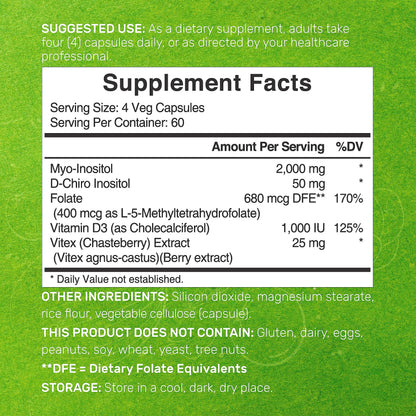 Myo-Inositol & D-Chiro Inositol Supplement (40:1) 2,050mg Per Serving, 240 Veggie Cap DEAL SUPPLEMENTBuy Supplements Australia