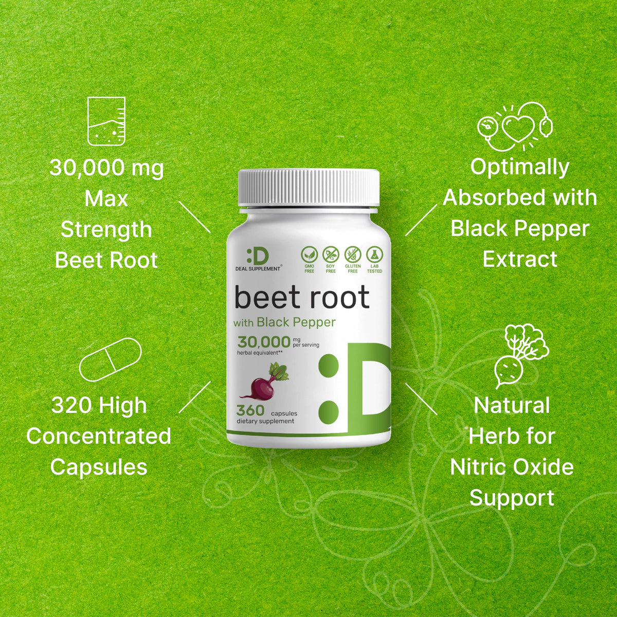 Beet Root Capsules 30000mg Per Serving, 360 Count, with Black Pepper Extract – Enhanced DEAL SUPPLEMENTBuy Supplements Australia