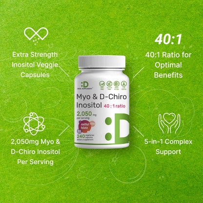 Myo-Inositol & D-Chiro Inositol Supplement (40:1) 2,050mg Per Serving, 240 Veggie Cap DEAL SUPPLEMENTBuy Supplements Australia