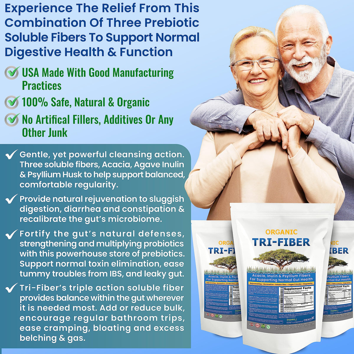 Kidney Restore Tri-Fiber Organic Soluble Fiber Powder, Unflavored High Fiber 3-in-1 Kidney RestoreBuy Supplements Australia