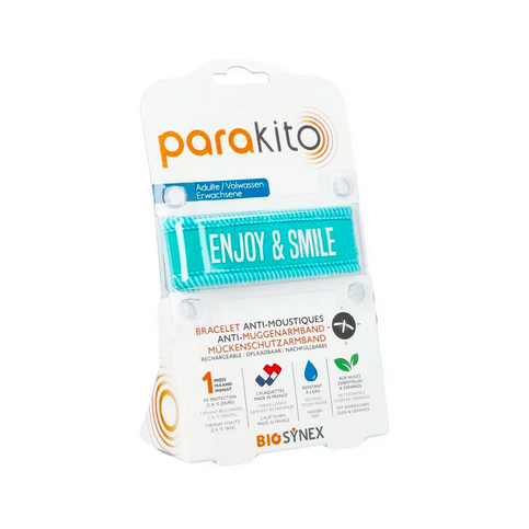 Parakito turquoise "Enjoy & smile" rechargeable mosquito repellent bracelet
