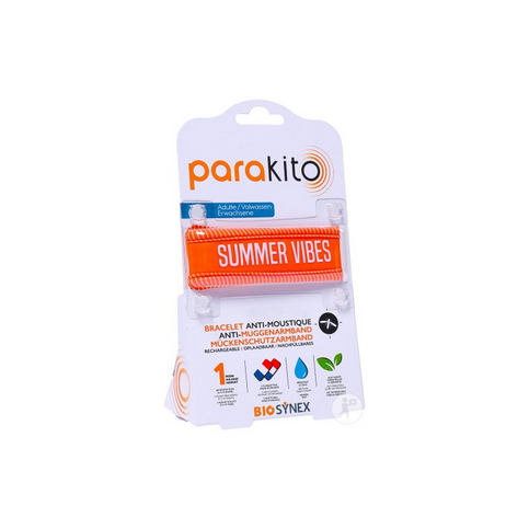 Parakito orange "Summer vibes" rechargeable mosquito repellent bracelet