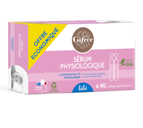 Physiological serum for nasal and ophthalmic washing - 40 single doses - GIFRER