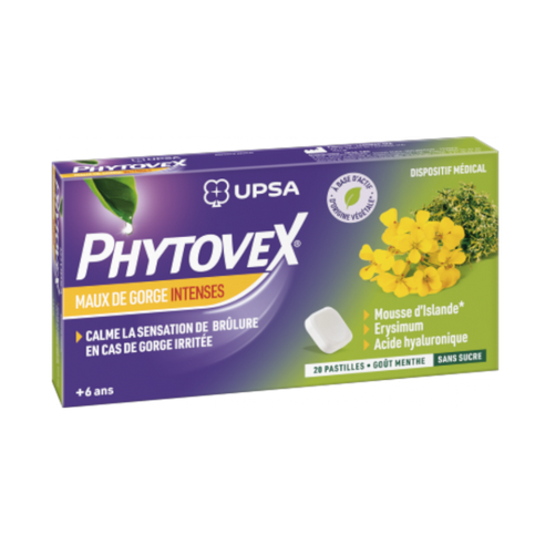 Phytovex intense sore throats - 20 sugar-free lozenges - UPSA